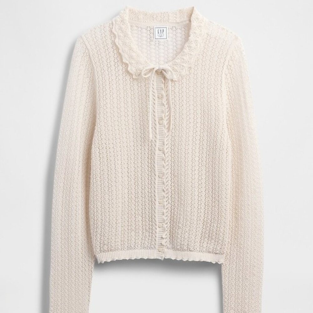 Gap × DÔEN Linen-Blend Pointelle Cardigan